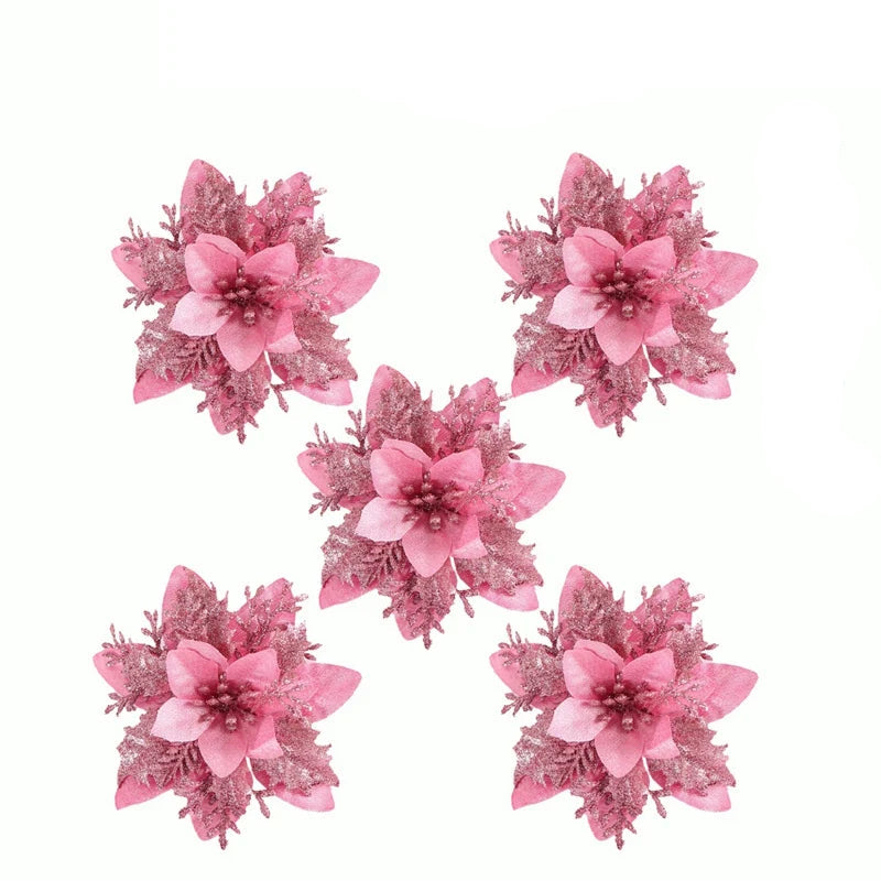 Flores de Natal Kit 10 Unidades para Árvore, Guirlanda e Decoração Festiva