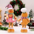 1 peça/2 peças decoração de natal polar fofo desenho animado retrátil homem de gengibre pernas decorativas (20,47 polegadas/26,77 polegadas), ret