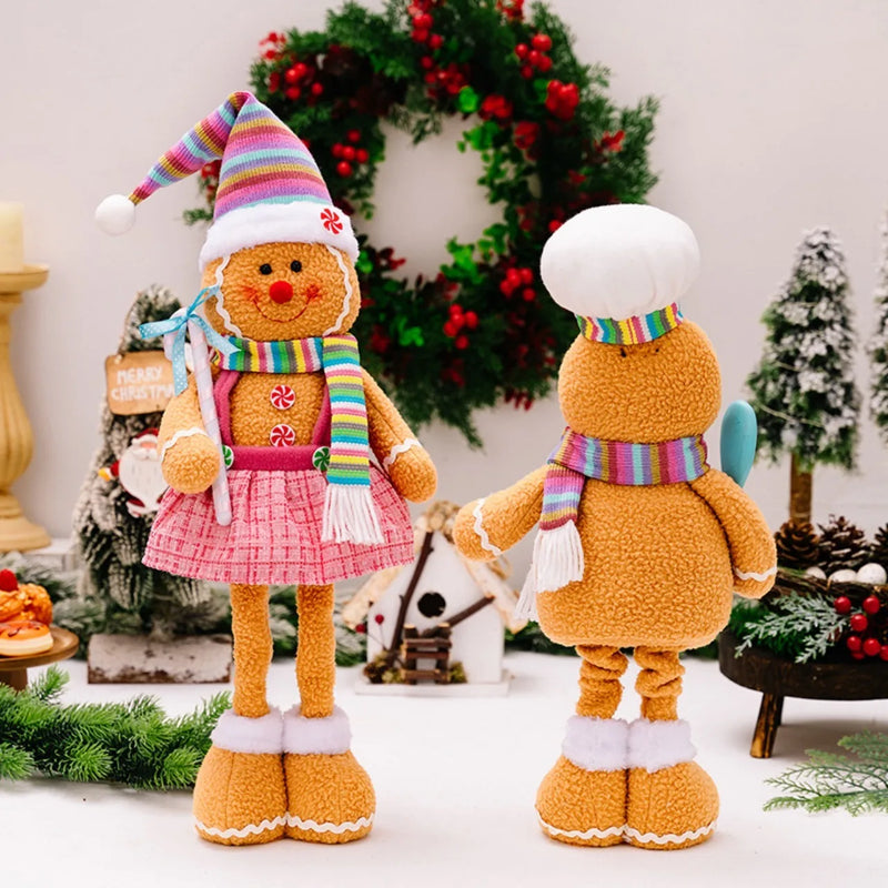 1 peça/2 peças decoração de natal polar fofo desenho animado retrátil homem de gengibre pernas decorativas (20,47 polegadas/26,77 polegadas), ret