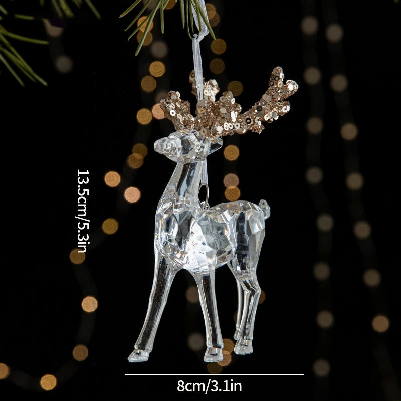 Enfeites de Natal Acrílico Transparente com Glitter Dourado – Elegância e Brilho