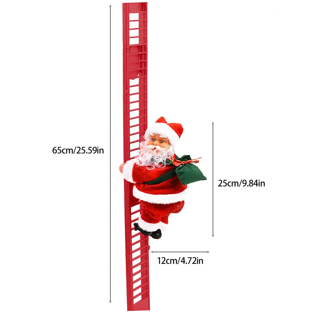 Escada de escalada elétrica papai noel com música e luz led, decorações de árvore de natal penduradas enfeites de natal decoração de árvore