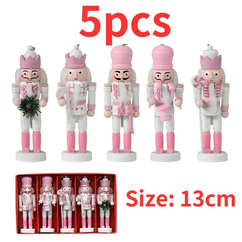 10/12/13/14cm quebra-nozes miniaturas série rosa quebra-nozes fantoche ornamentos decoração de mesa desenhos animados nozes soldados banda fazer