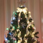 Laço de Natal Dourado com Luz LED – Topo de Árvore Decorativo Iluminado