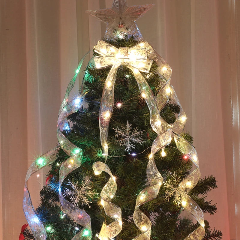 Decoração de natal fita led luzes de fadas enfeites de árvore de natal para casa 2025 diy arcos luz corda navidad ano novo 2026