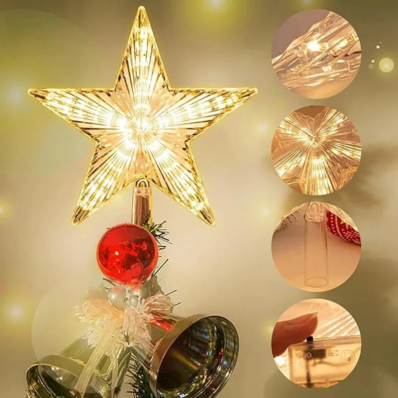15cm decoração de árvore de natal estrelas luzes brancas quentes decoração de quarto de casa lâmpada led brilhante festival de natal topstar navidad 1.07in