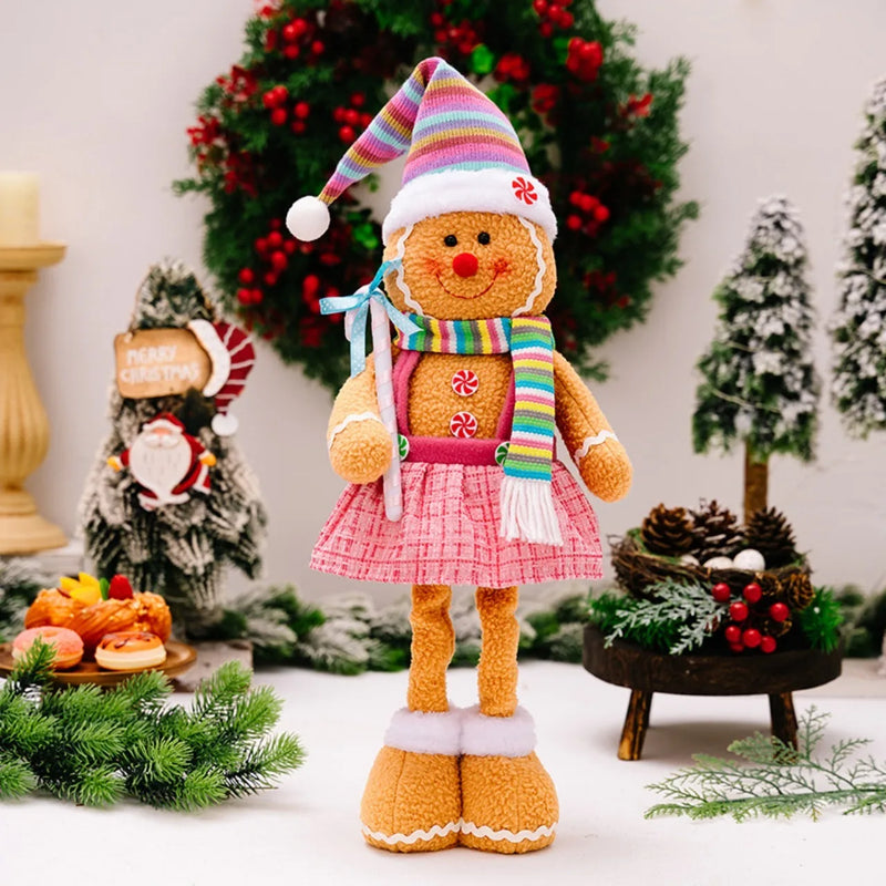 1 peça/2 peças decoração de natal polar fofo desenho animado retrátil homem de gengibre pernas decorativas (20,47 polegadas/26,77 polegadas), ret