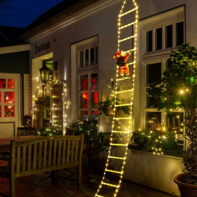 Papai Noel Com Escada LED Decoração Natalina Animada