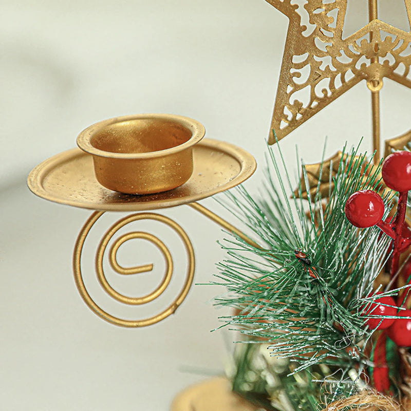 Castiçal de natal, ferro dourado, floco de neve, estrela, árvore, rena, castiçal, enfeites de mesa para decoração de casa de ano novo navidad