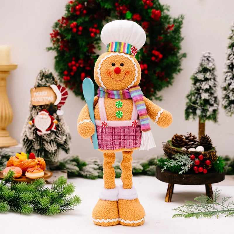 1 peça/2 peças decoração de natal polar fofo desenho animado retrátil homem de gengibre pernas decorativas (20,47 polegadas/26,77 polegadas), ret