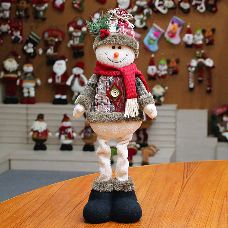 3 pçs natal decorativo bonecas de natal rena boneco de neve papai noel em pé boneca ornamento de ano novo natal feliz natal