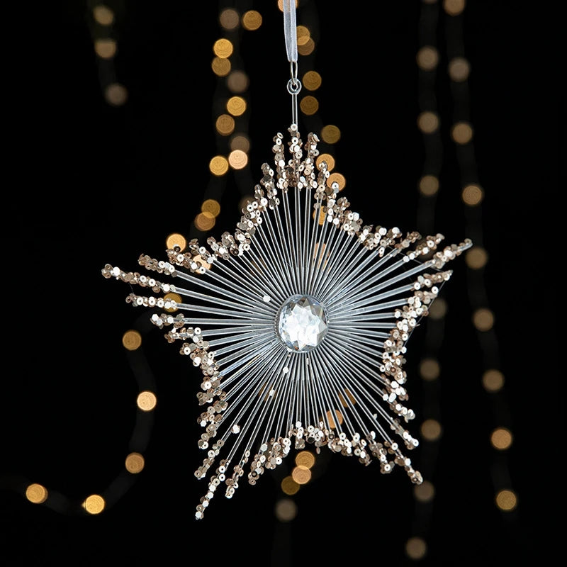 Enfeites de Natal Acrílico Transparente com Glitter Dourado – Elegância e Brilho