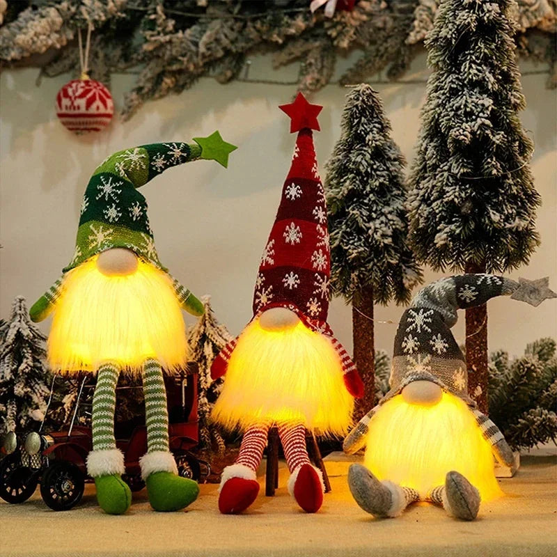 Boneco Duende Natalino de Pelúcia com LED – Enfeite Decorativo