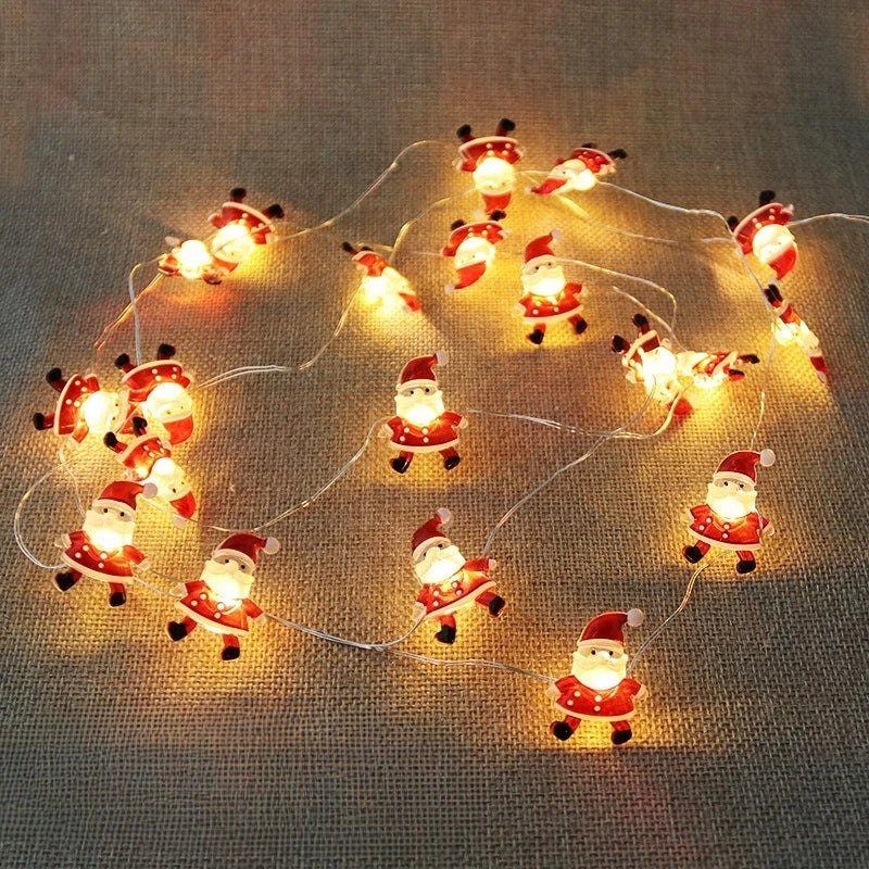 1m 10led papai noel floco de neve led luz corda decoração de natal para casa ornamento da árvore de natal 2025 navidad crianças presente ano novo