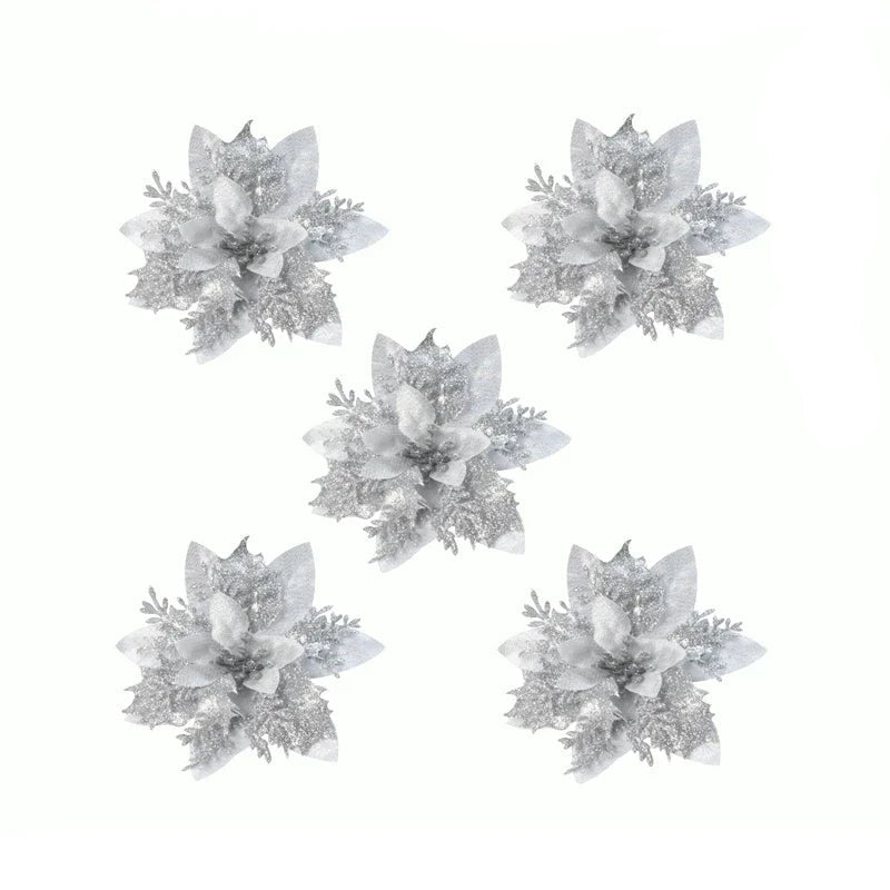 Flores de Natal Kit 10 Unidades para Árvore, Guirlanda e Decoração Festiva