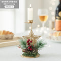Castiçal de natal, ferro dourado, floco de neve, estrela, árvore, rena, castiçal, enfeites de mesa para decoração de casa de ano novo navidad