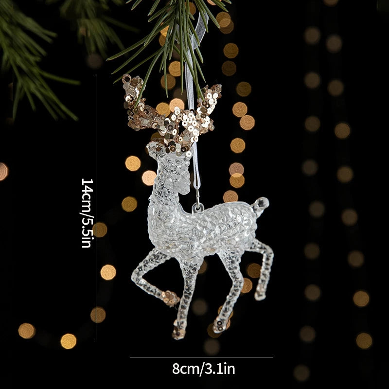 Enfeites de Natal Acrílico Transparente com Glitter Dourado – Elegância e Brilho