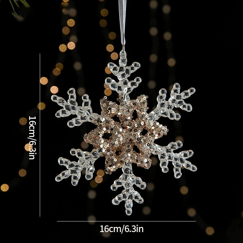 Enfeites de Natal Acrílico Transparente com Glitter Dourado – Elegância e Brilho