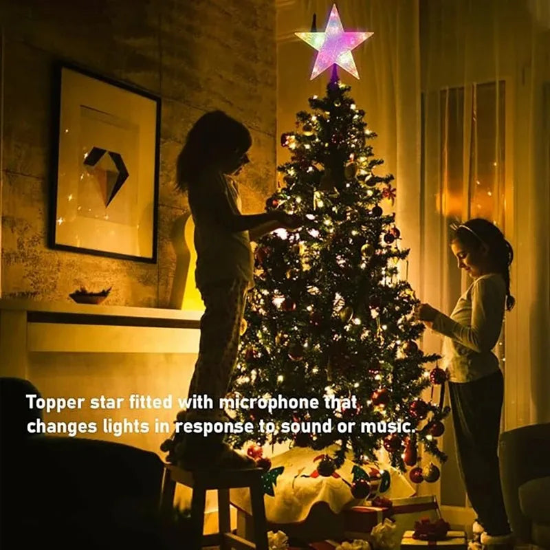 15cm decoração de árvore de natal estrelas luzes brancas quentes decoração de quarto de casa lâmpada led brilhante festival de natal topstar navidad 1.07in