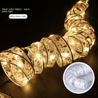 Laço de Natal Dourado com Luz LED – Topo de Árvore Decorativo Iluminado