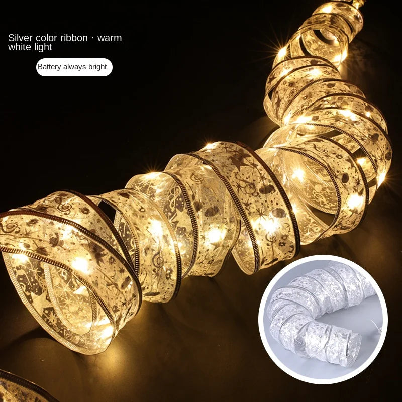 Decoração de natal fita led luzes de fadas enfeites de árvore de natal para casa 2025 diy arcos luz corda navidad ano novo 2026