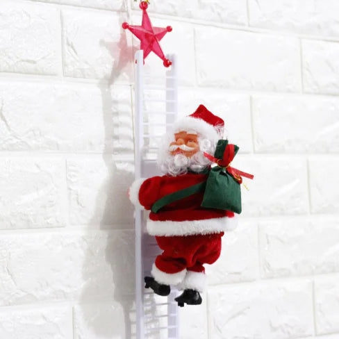 Escada de escalada elétrica papai noel com música e luz led, decorações de árvore de natal penduradas enfeites de natal decoração de árvore