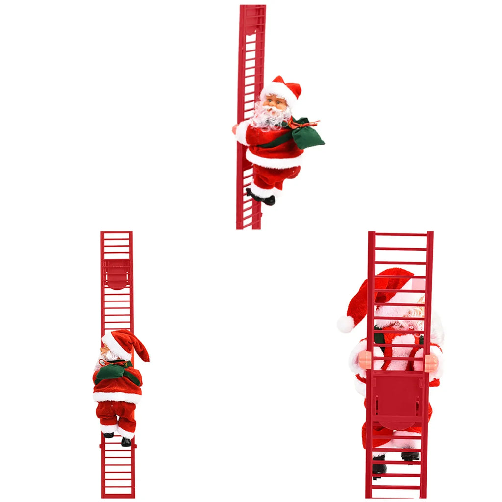 Escada de escalada elétrica papai noel com música e luz led, decorações de árvore de natal penduradas enfeites de natal decoração de árvore