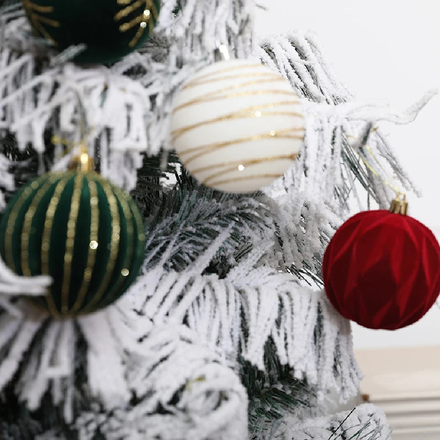 6/12 pçs veludo árvore de natal pendurado bolas 6cm reunido bola conjunto break-resistant ornamentos para casa feriado festa de casamento decoração