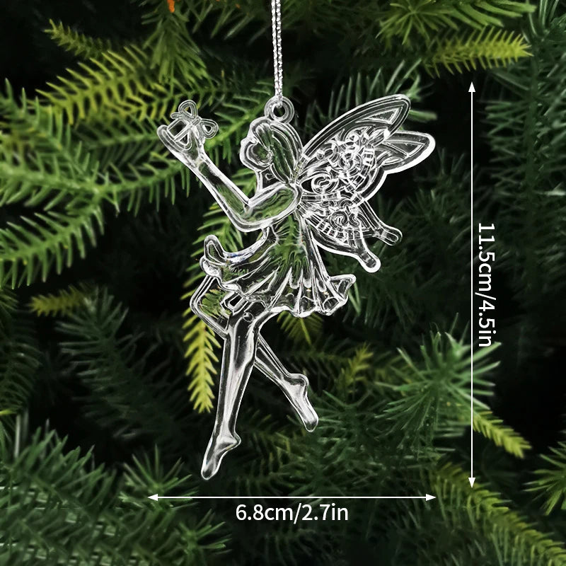 Enfeites de Natal Acrílico Transparente com Glitter Dourado – Elegância e Brilho