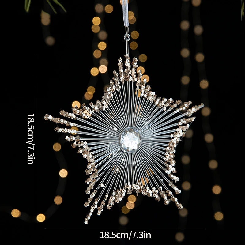 Enfeites de Natal Acrílico Transparente com Glitter Dourado – Elegância e Brilho