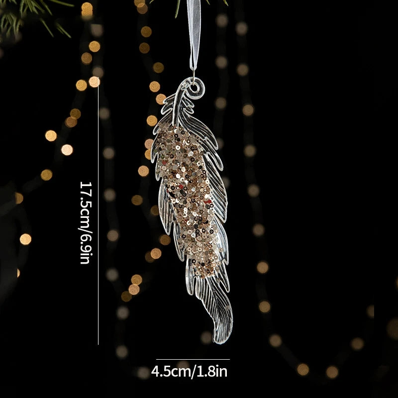 Enfeites de Natal Acrílico Transparente com Glitter Dourado – Elegância e Brilho