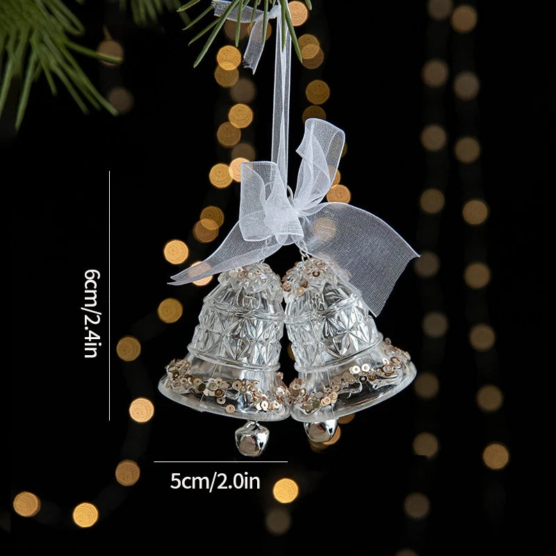 Enfeites de Natal Acrílico Transparente com Glitter Dourado – Elegância e Brilho