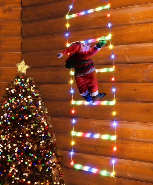 Papai Noel Com Escada LED Decoração Natalina Animada