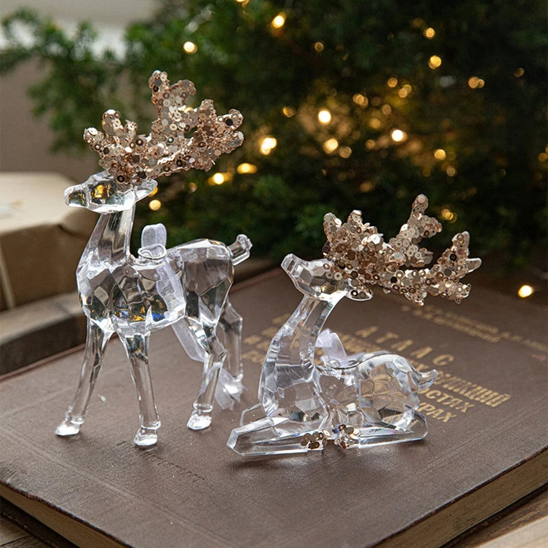 Enfeites de Natal Acrílico Transparente com Glitter Dourado – Elegância e Brilho