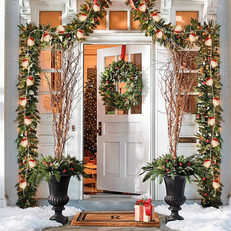 Casa de madeira de natal led string luz árvore de natal pendurado ornamento 2025 decoração de natal para casa crianças presente de ano novo navidad