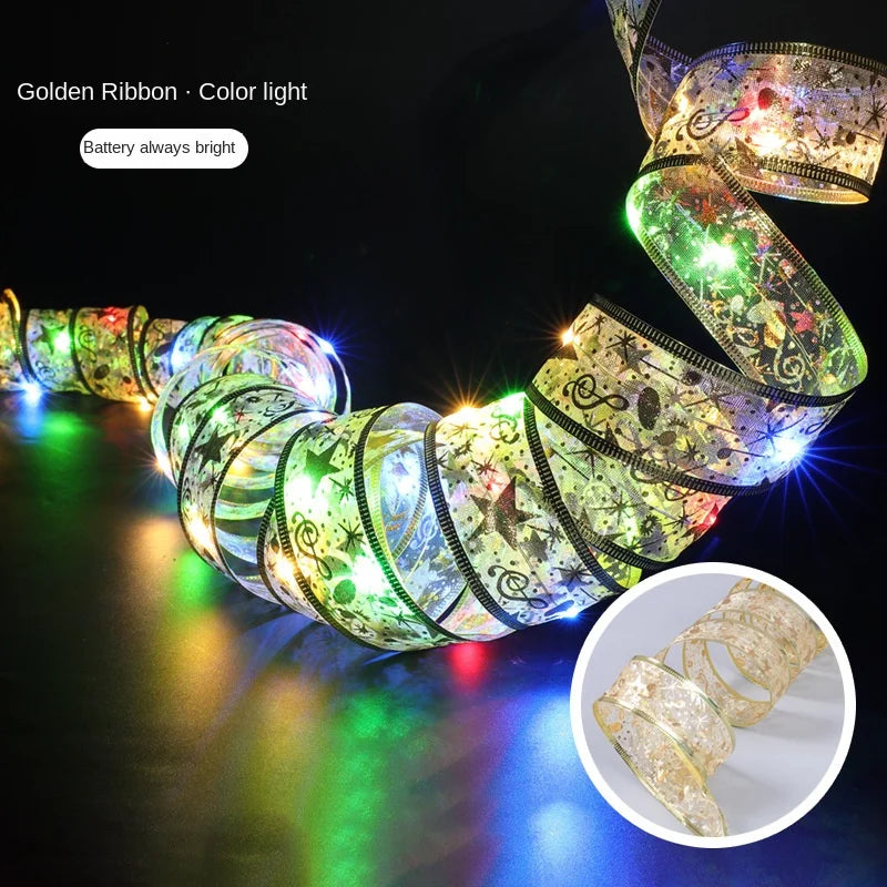 Decoração de natal fita led luzes de fadas enfeites de árvore de natal para casa 2025 diy arcos luz corda navidad ano novo 2026