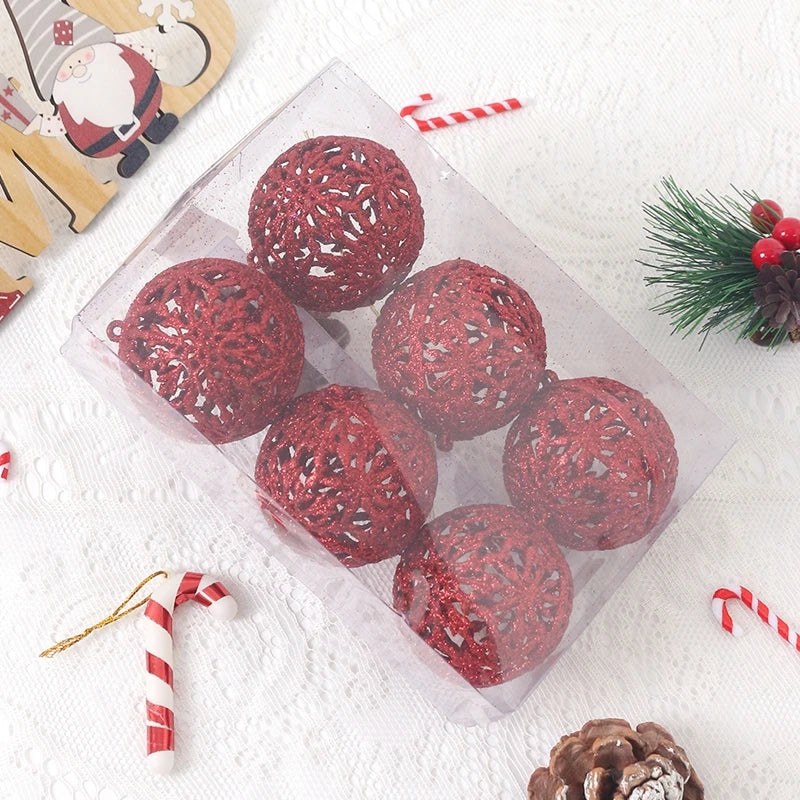 6cm 1 caixa bola de natal decoração de natal árvore de natal ornamentos pendentes decoração para casa navidad ano novo 2025 fontes de festa