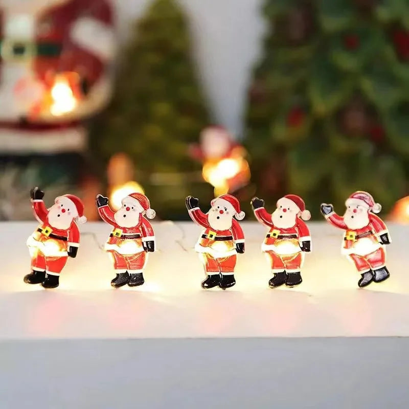 1m 10led papai noel floco de neve led luz corda decoração de natal para casa ornamento da árvore de natal 2025 navidad crianças presente ano novo