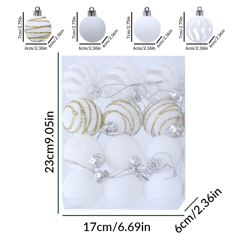 6/12 pçs veludo árvore de natal pendurado bolas 6cm reunido bola conjunto break-resistant ornamentos para casa feriado festa de casamento decoração