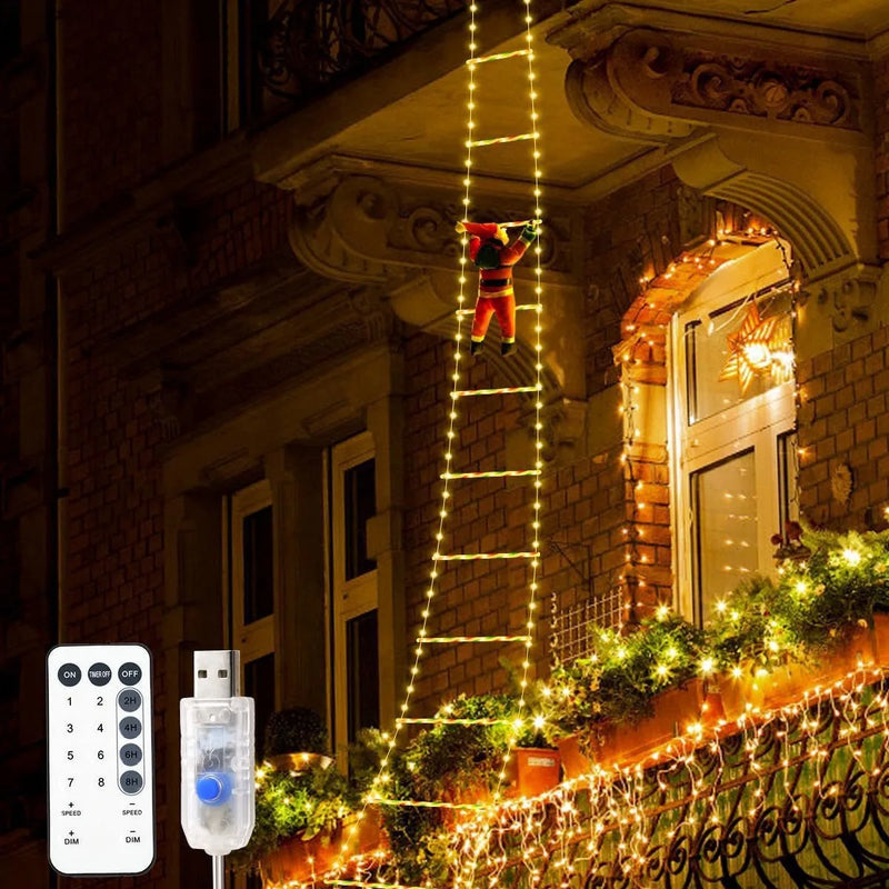 Papai Noel Com Escada LED Decoração Natalina Animada