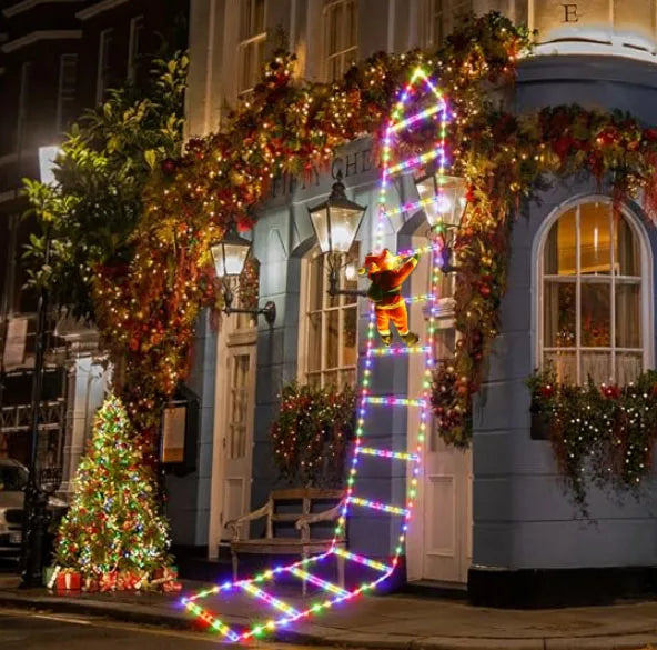 Papai Noel Com Escada LED Decoração Natalina Animada