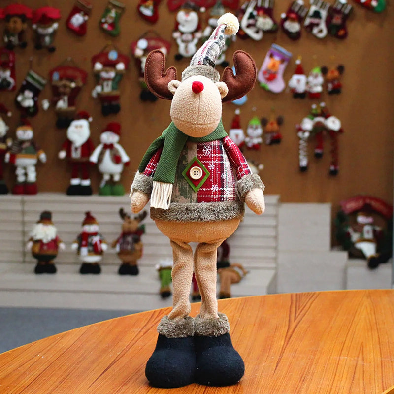 3 pçs natal decorativo bonecas de natal rena boneco de neve papai noel em pé boneca ornamento de ano novo natal feliz natal