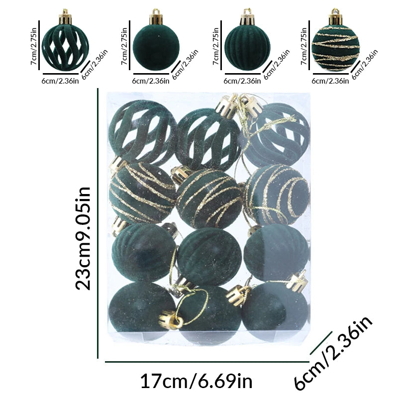 6/12 pçs veludo árvore de natal pendurado bolas 6cm reunido bola conjunto break-resistant ornamentos para casa feriado festa de casamento decoração