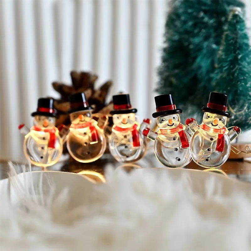 1m 10led papai noel floco de neve led luz corda decoração de natal para casa ornamento da árvore de natal 2025 navidad crianças presente ano novo