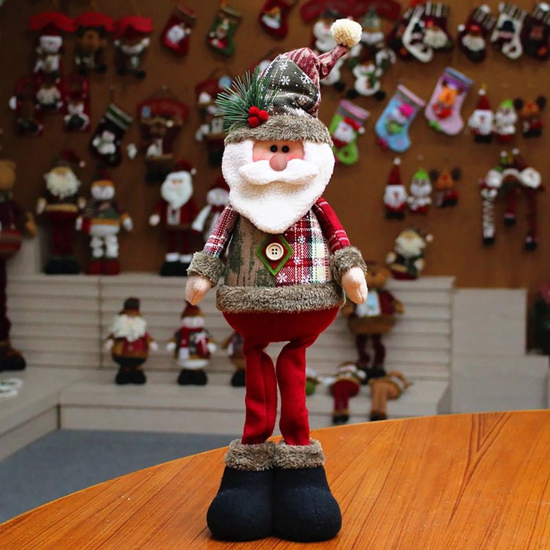 3 pçs natal decorativo bonecas de natal rena boneco de neve papai noel em pé boneca ornamento de ano novo natal feliz natal