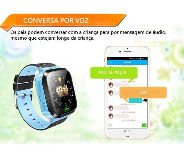 Relógio Infantil Inteligente com GPS, Câmera e Entrada para Chip