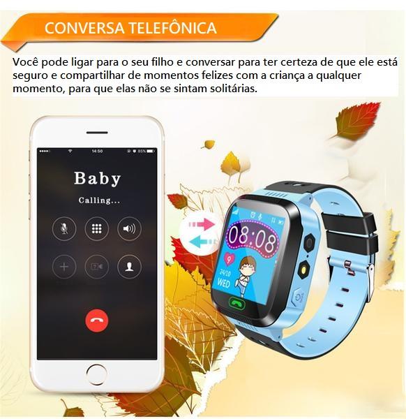 Relógio Infantil Inteligente com GPS, Câmera e Entrada para Chip