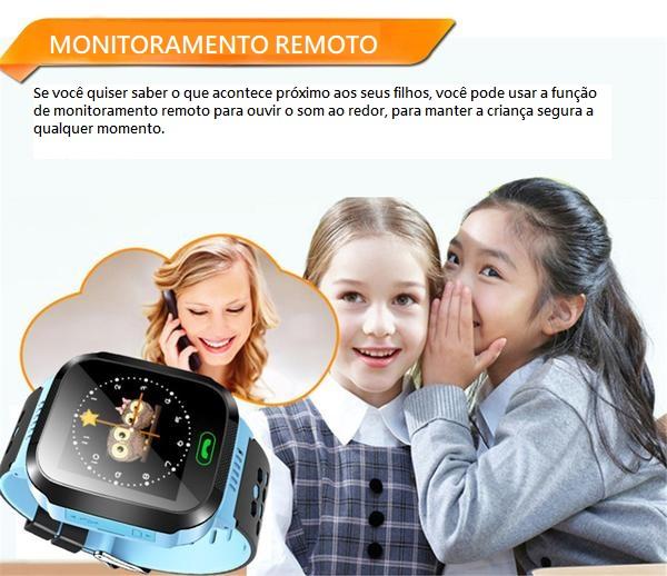 Relógio Infantil Inteligente com GPS, Câmera e Entrada para Chip