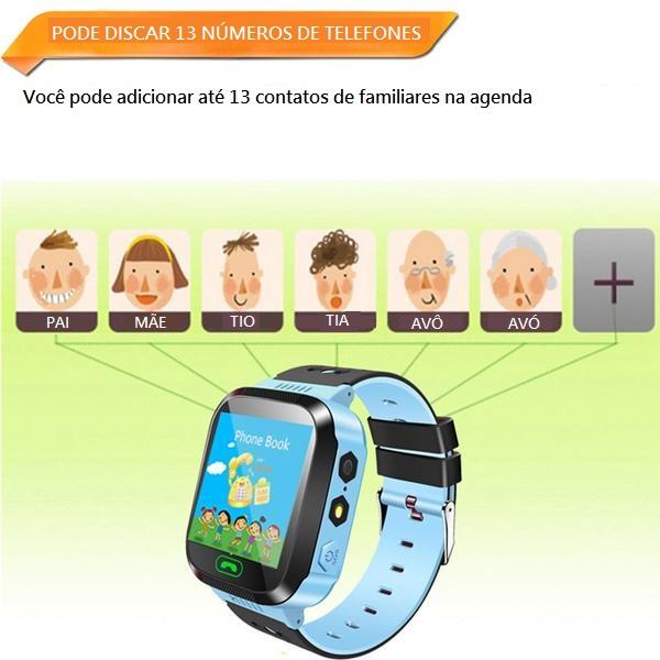 Relógio Infantil Inteligente com GPS, Câmera e Entrada para Chip